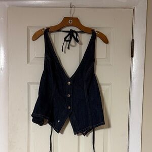 American Eagle Outfitters Dark Blue Denim Tank Top